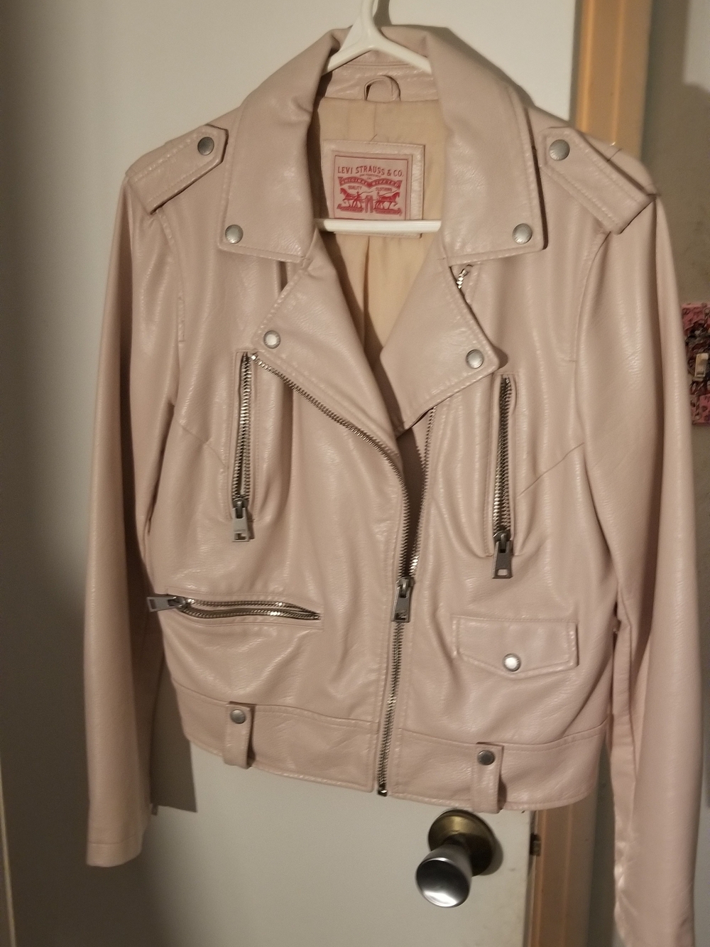 Levi's Women's Light Blush Faux Leather Moto Jacket